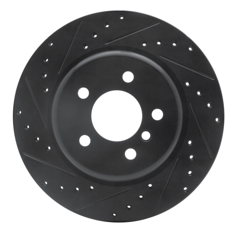BMW 535I Brake Rotor (1) - Rear Left - R1 Concepts - Drilled & Slotted - Black - `11-`16
